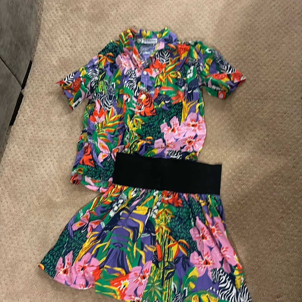 VINTAGE The Bagshaws of St. Lucia Hawaiian set jungle print